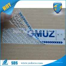 Etiqueta de segurança de atacado PET Custom logo Shenzhen ZOLO numeração void tamper evidente sticker